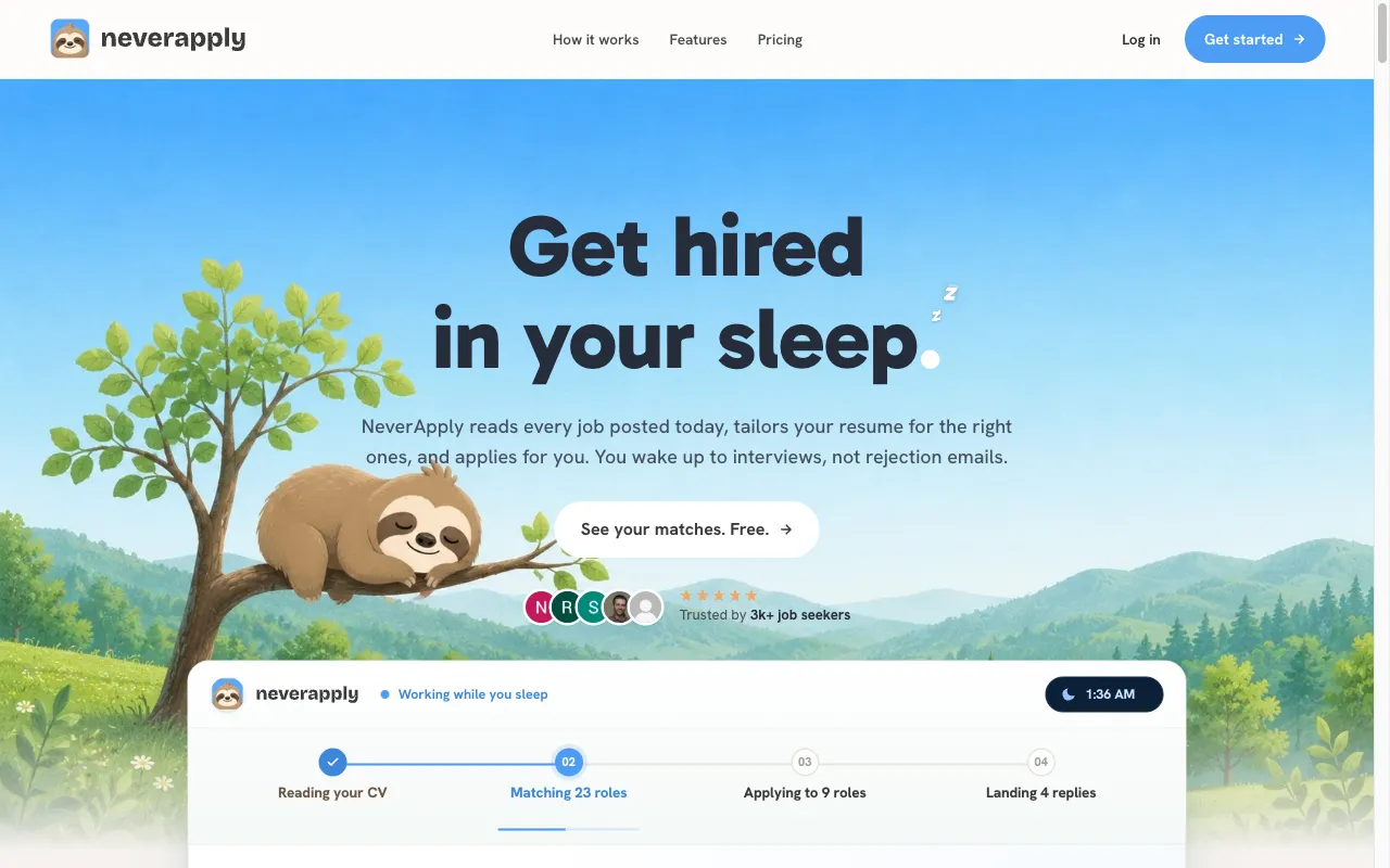 NeverApply — live product interface